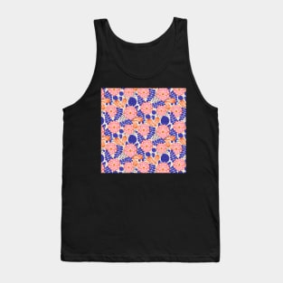 Bloomy Dahlia surface pattern in Pink and Blue on cream background Tank Top